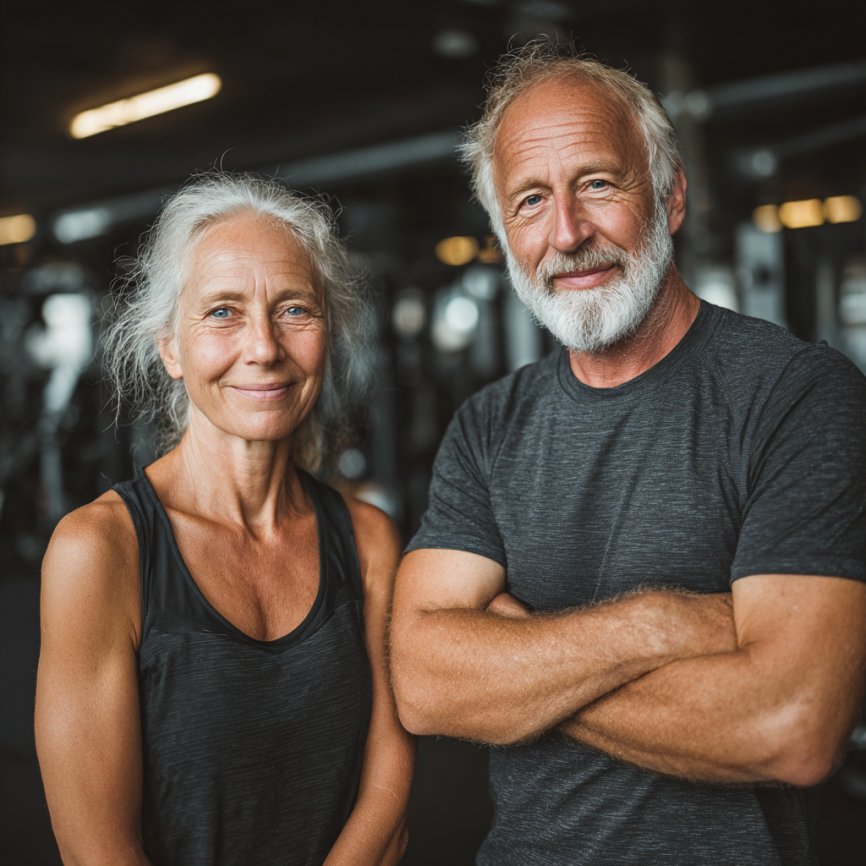 Активні літні люди займаються фітнесом